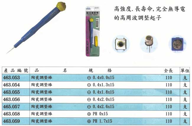 中壢五金,桃園五金,五金批發,五金行,手工具類,KIT陶瓷調整棒(高周波調整起子)