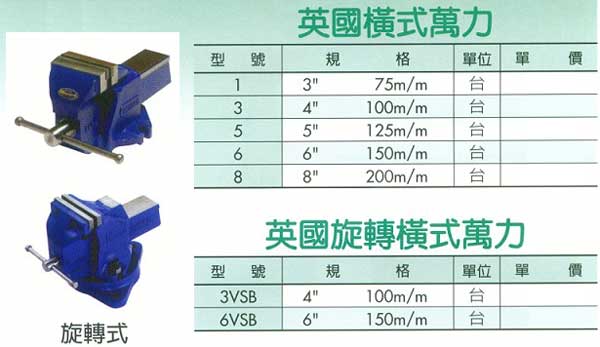 中壢五金,桃園五金,五金批發,五金行,手工具類,英國(旋轉)橫式萬力