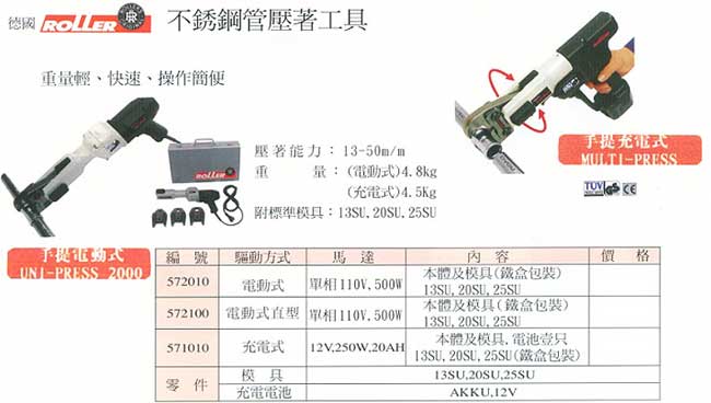 中壢五金,桃園五金,五金批發,五金行,氣動油壓工具類,不銹鋼管壓著工具