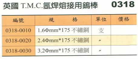 中壢五金,桃園五金,五金批發,五金行,電焊材料,英國T.M.C氬焊熔接用鎢棒