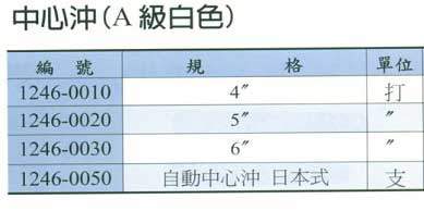 中壢五金,桃園五金,五金批發,五金行,切削工具類,中心沖(A級白色)