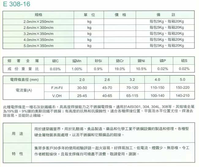 中壢五金,桃園五金,五金批發,五金行,電焊材料,Inox 308不鏽鋼電焊條