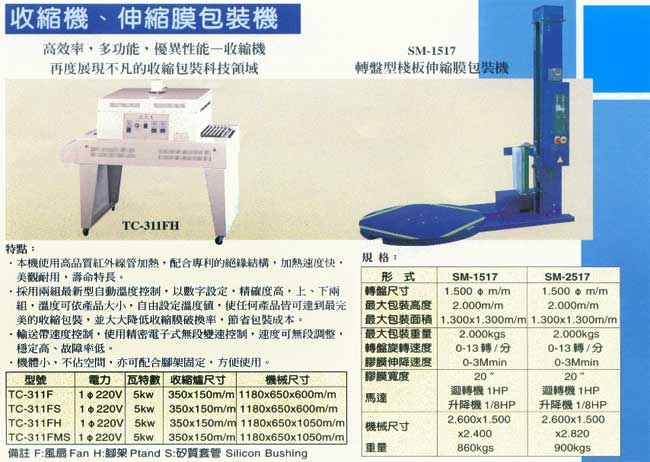 中壢五金,桃園五金,五金批發,五金行,包裝材料類,收縮機、伸縮膜包裝機