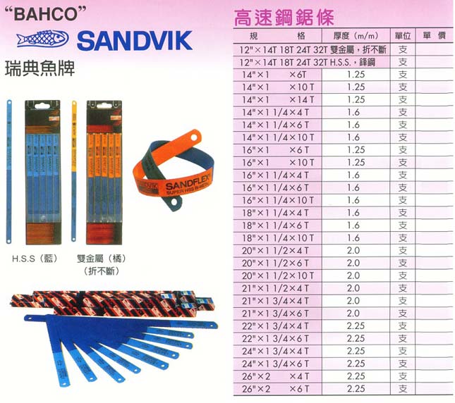 中壢五金,桃園五金,五金批發,五金行,手工具類,高速鋼鋸條