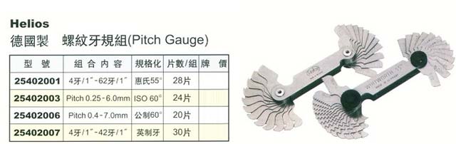 中壢五金,桃園五金,五金批發,五金行,量測工具,Helios 螺紋牙規組