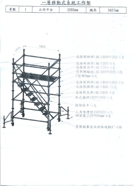 中壢五金,桃園五金,五金批發,五金行,土木營建類,一層移動式工作架