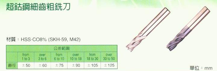中壢五金,桃園五金,五金批發,五金行,切削工具類,超鈷鋼細齒粗銑刀