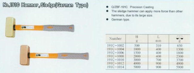 中壢五金,桃園五金,五金批發,五金行,防爆工具,防爆銅鎚191C