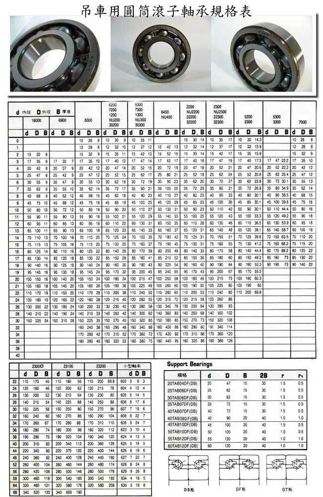 中壢五金,桃園五金,五金批發,五金行,培林、鏈條、螺絲,吊車用圓筒滾子軸承