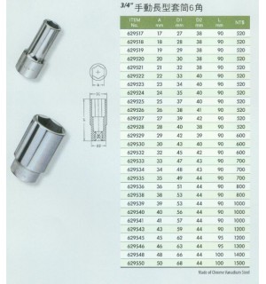 3/4''手動長型套筒6角